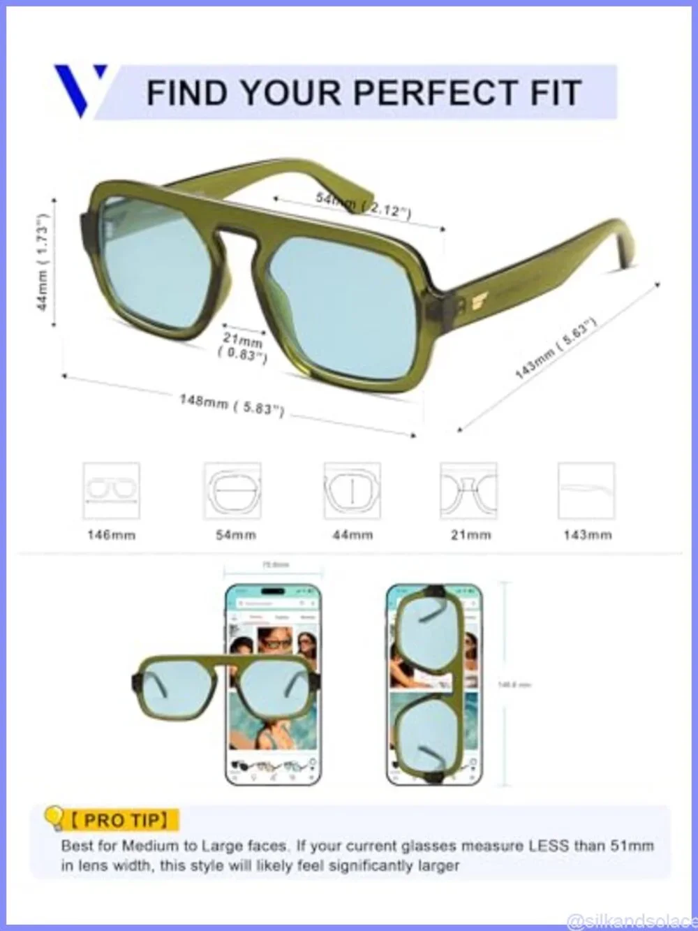Retro Square Aviator Sunglasses UV400 Oversized Full Frame Unisex